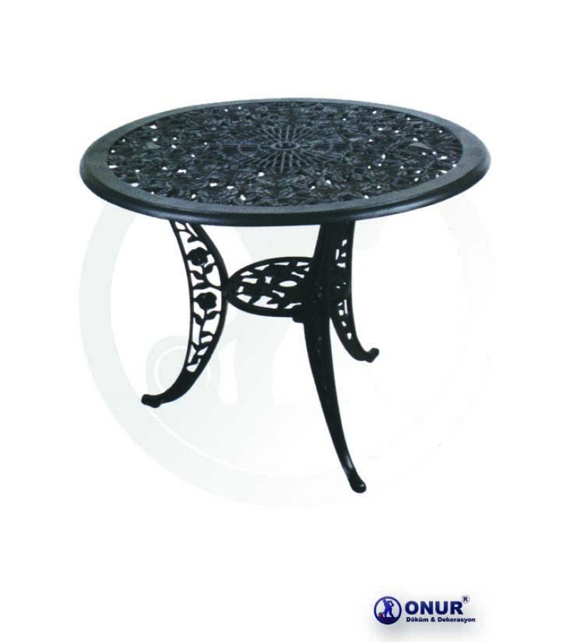 MS-116 90 cm Çap 3 ayaklı güllü dekoratif alüminyum döküm masa