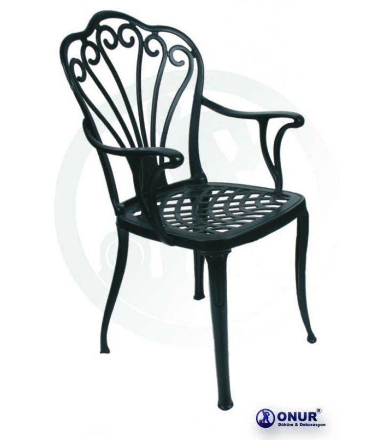 SN-100 Elektrostatik boyalı alüminyum döküm tavus kuşu motifli dış mekan kollu bahçe sandalyesi